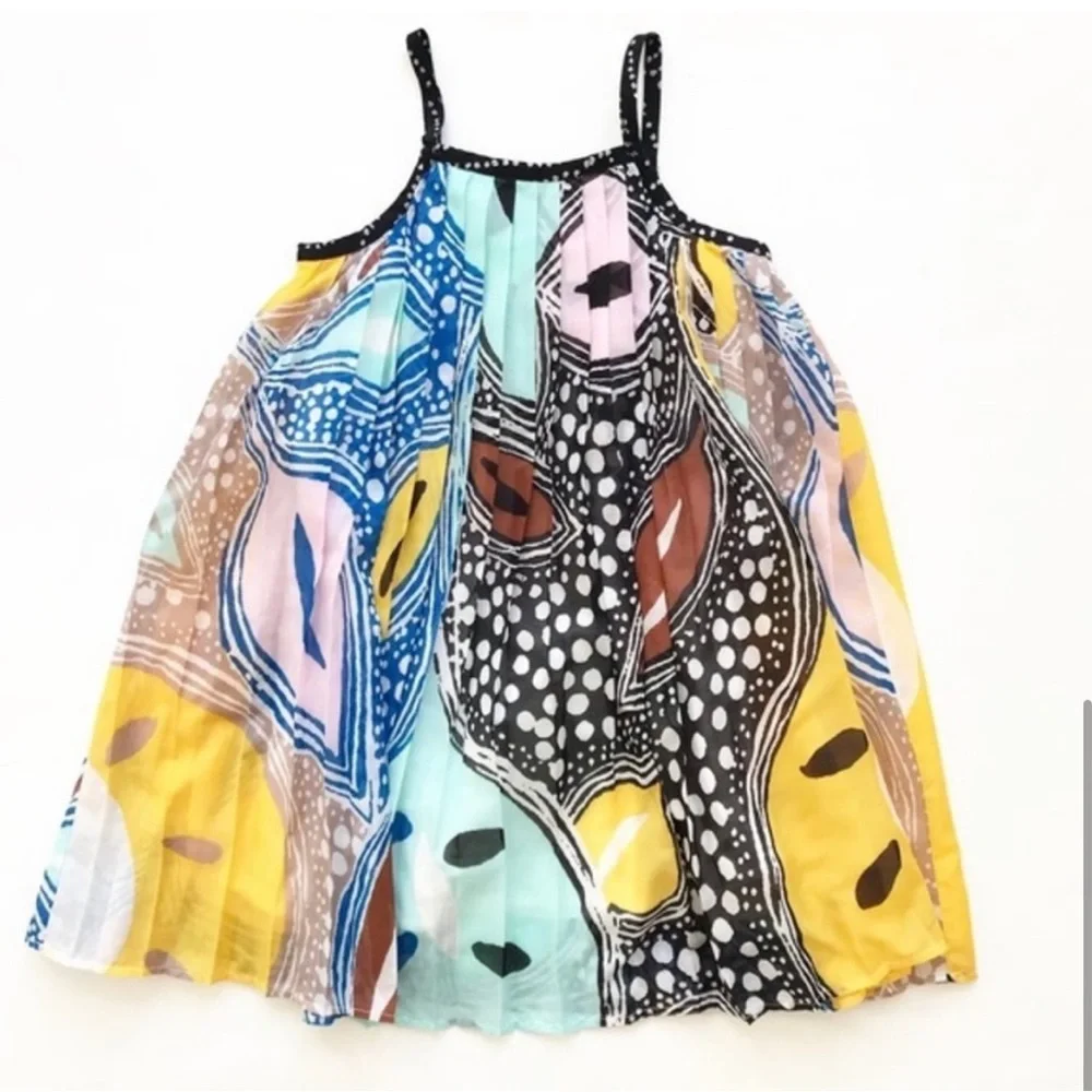 Gap kids Diane Von Furstenberg DVF POP ART floaty floral pleated dress NWOT XL - Picture 3 of 5